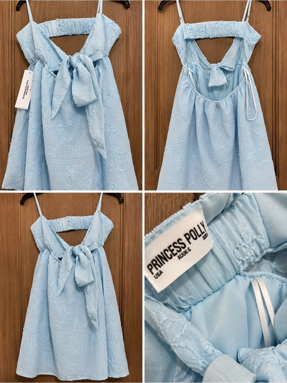 Princess Polly Pale Blue Floral Tie-Front Mini Dress